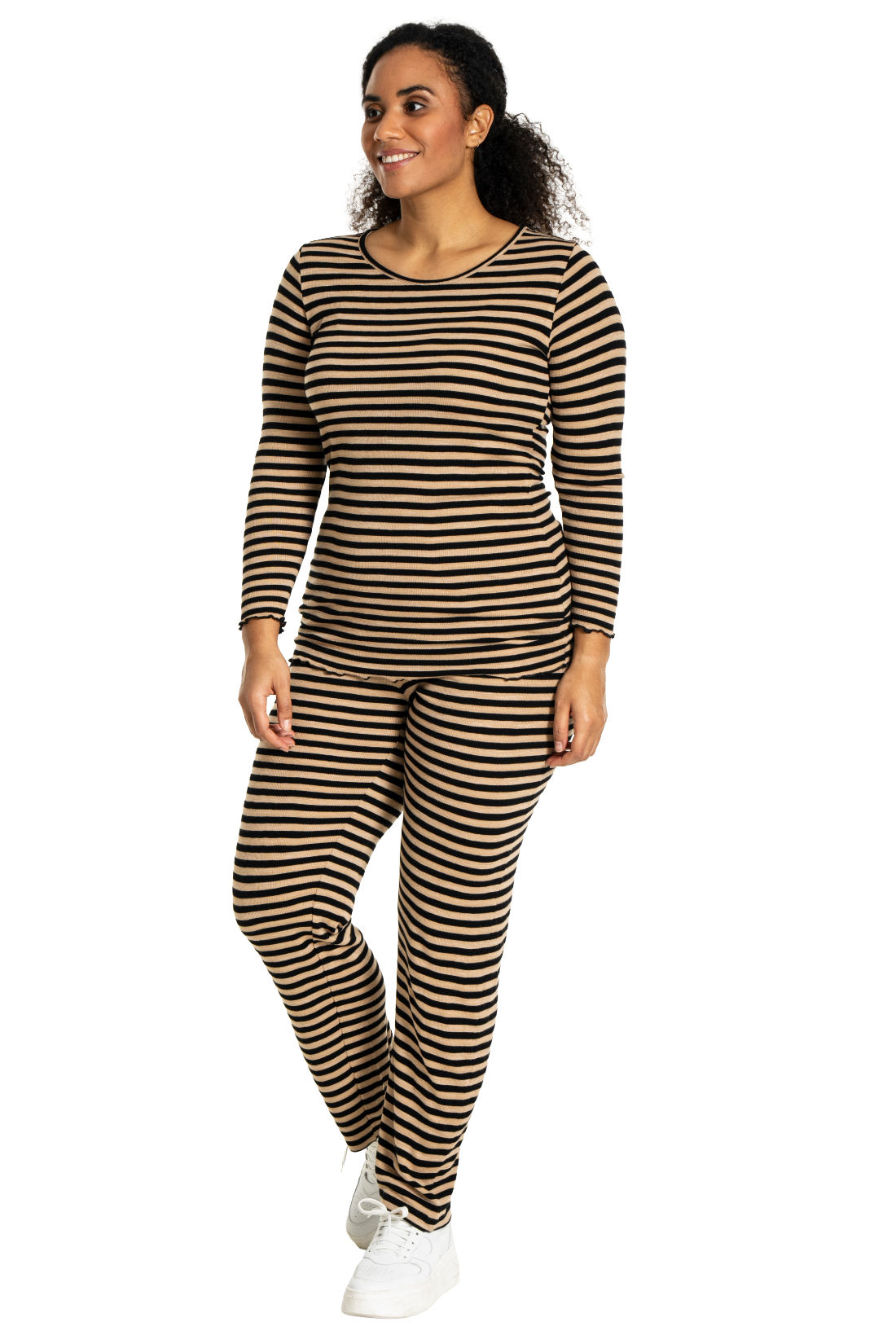 Bluse - rib beige