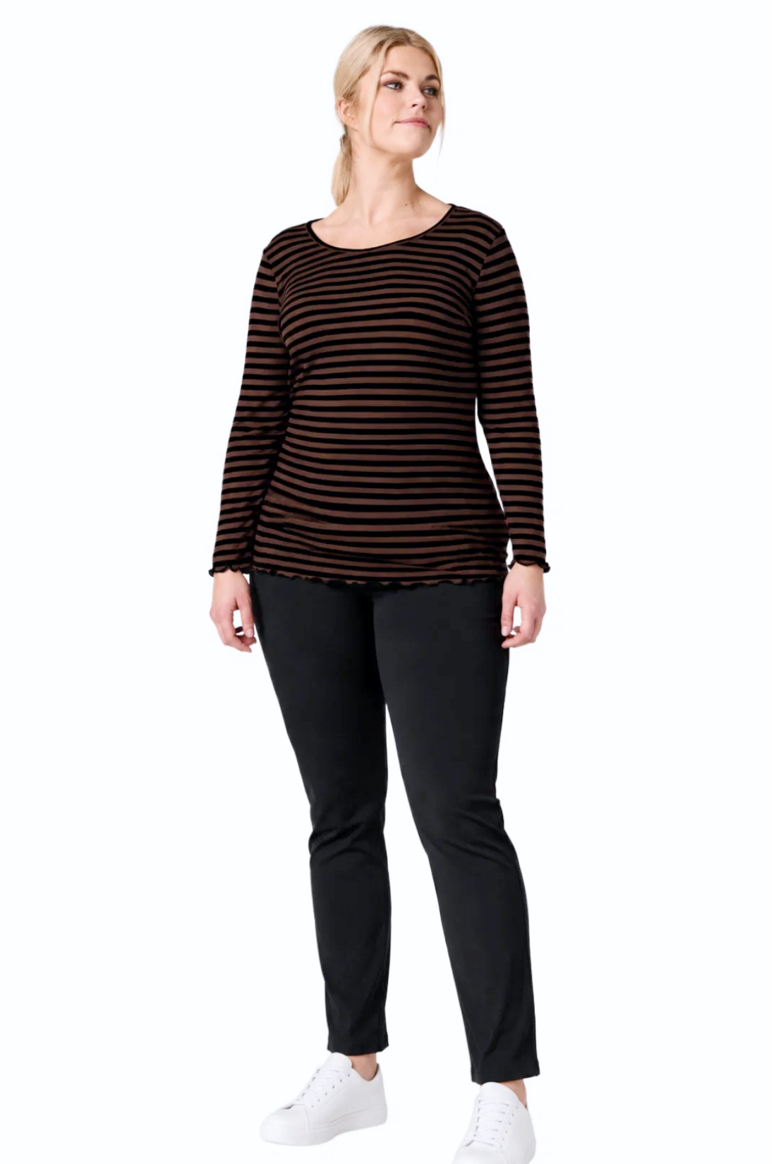 Bluse - rib brun/sort