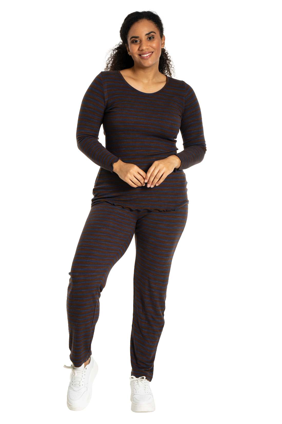 Bluse - rib brun