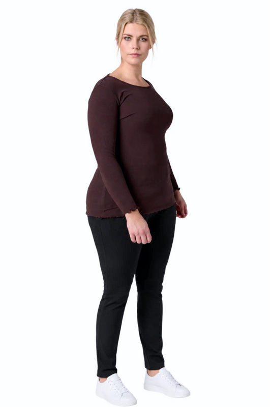 Bluse - rib brun