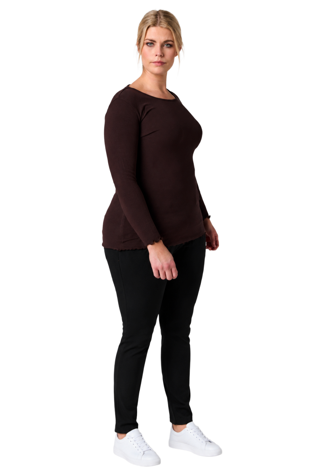 Bluse - rib brun