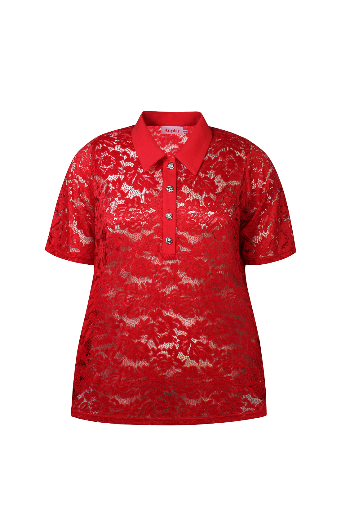 Any - perle polo rød