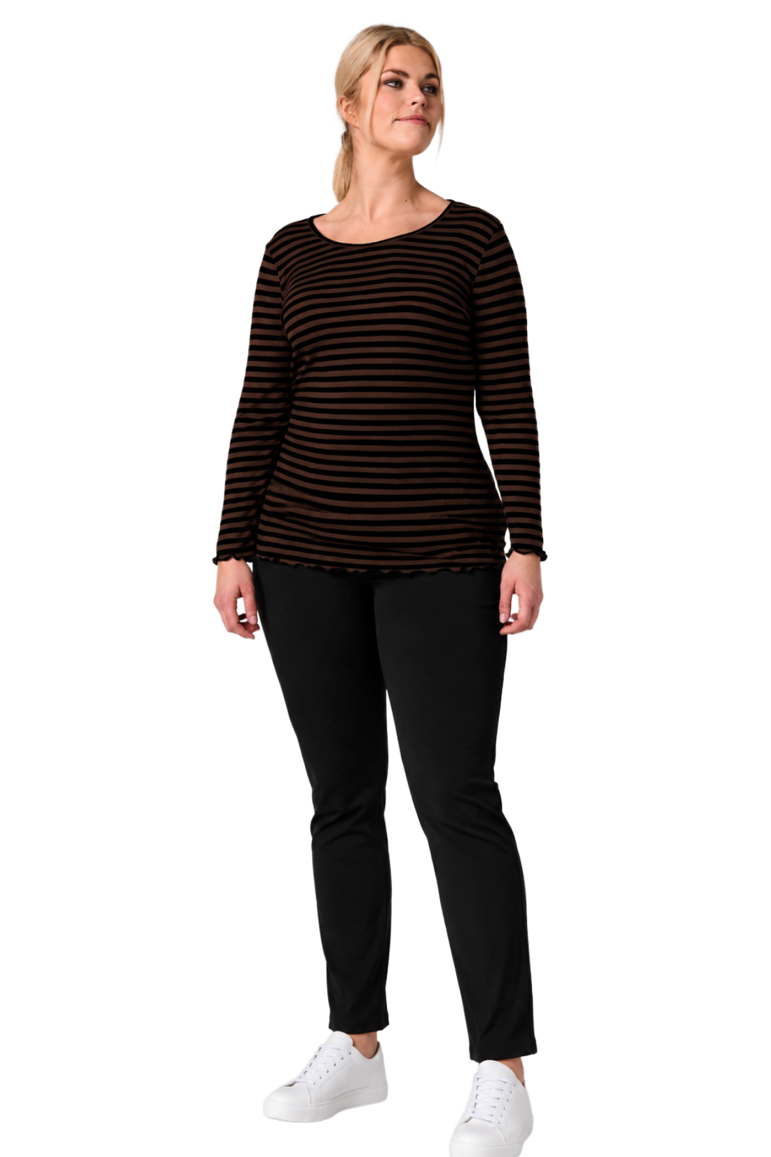 Bluse - rib brun/sort