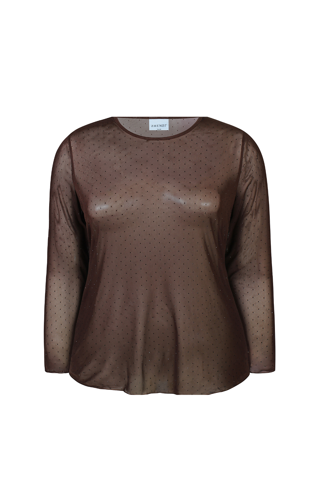 Tiri - mesh bluse brun