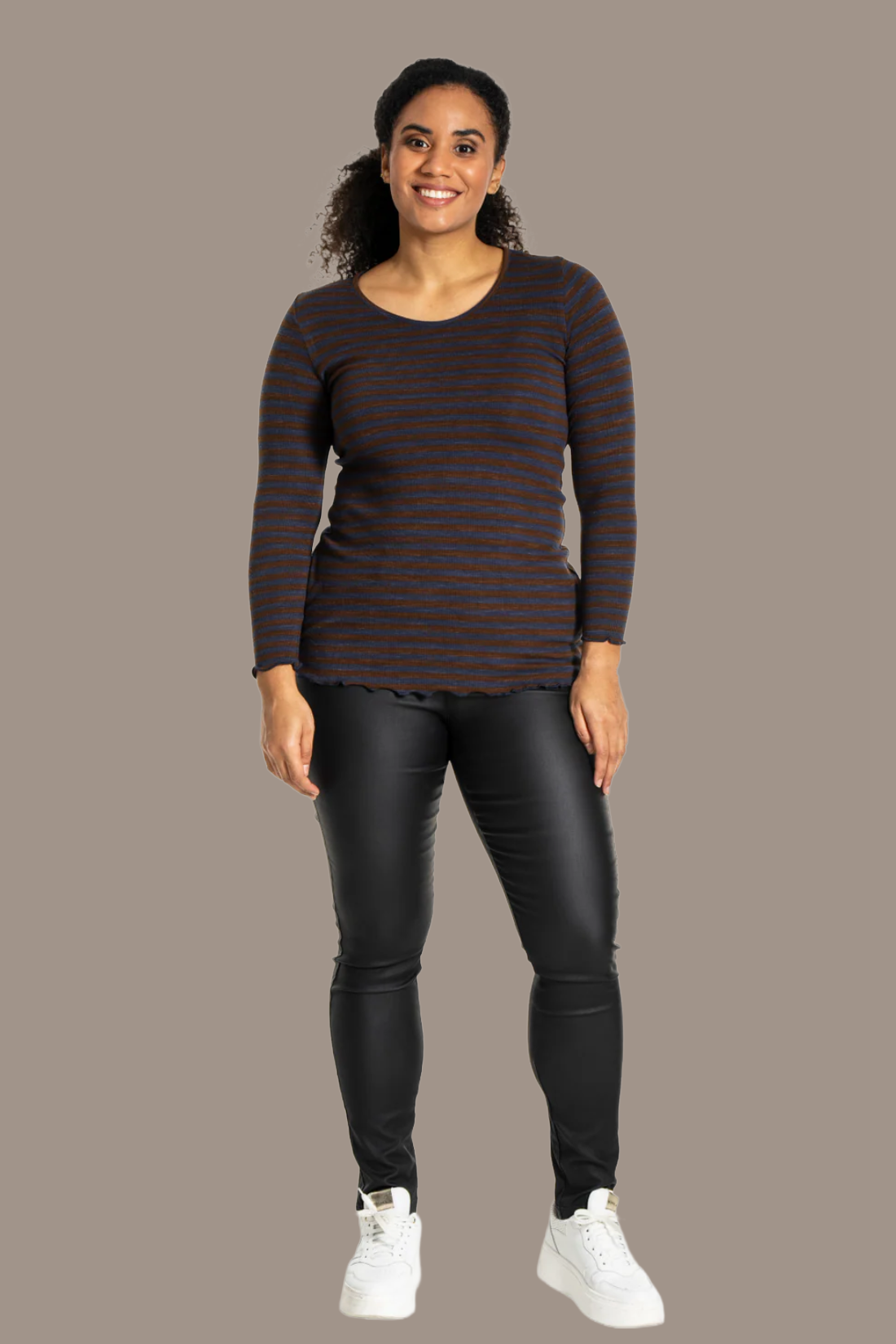 Bluse - rib brun