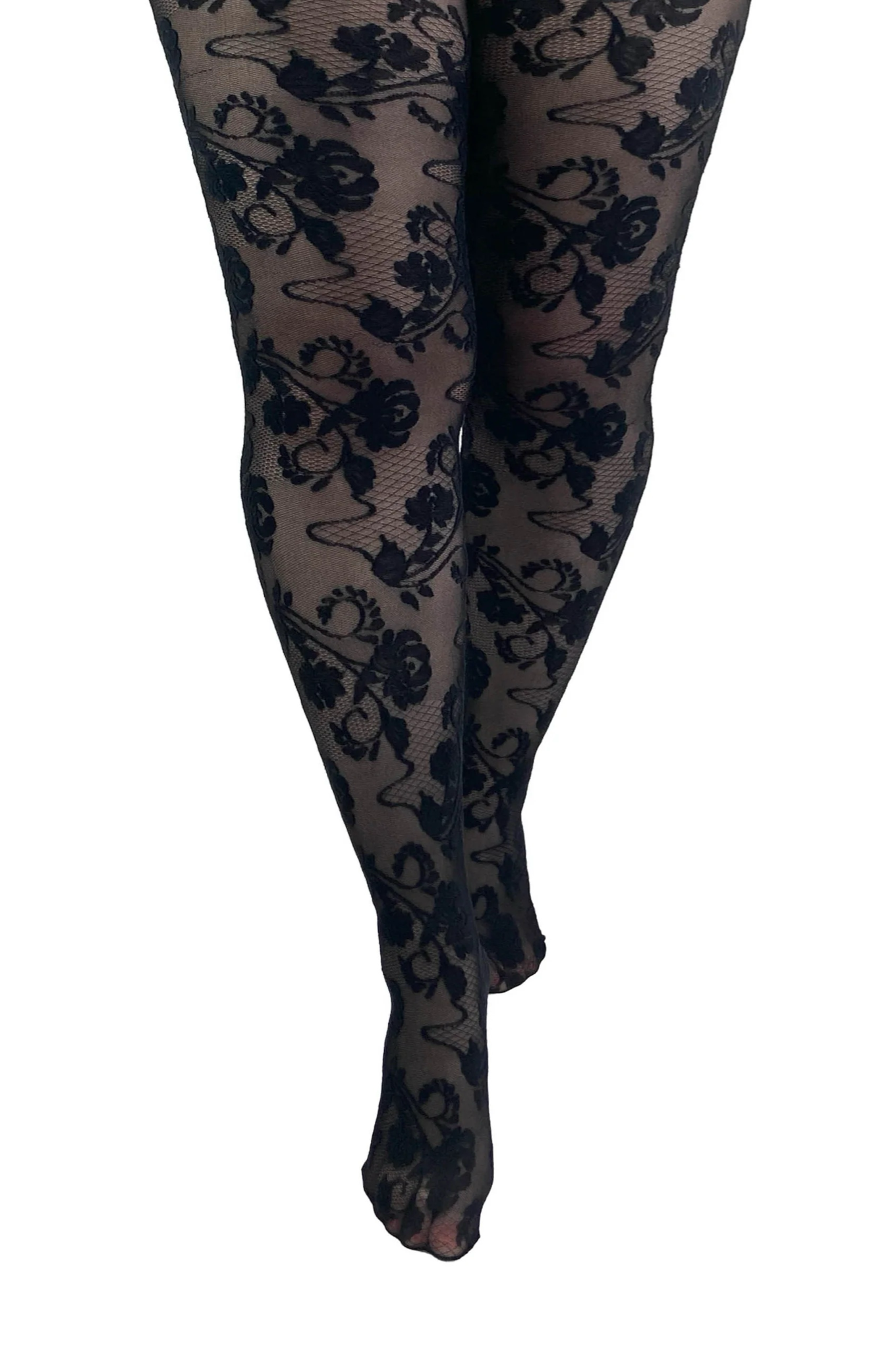 Fleur Lace Tights - sort